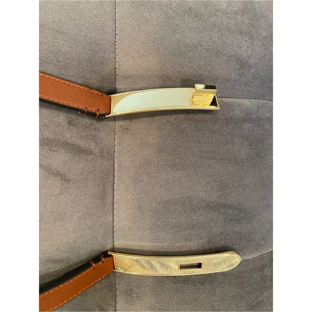Lauren Ralph Lauren skinny brown Tan Belt With Gold Buckle lock XXXL 3XL